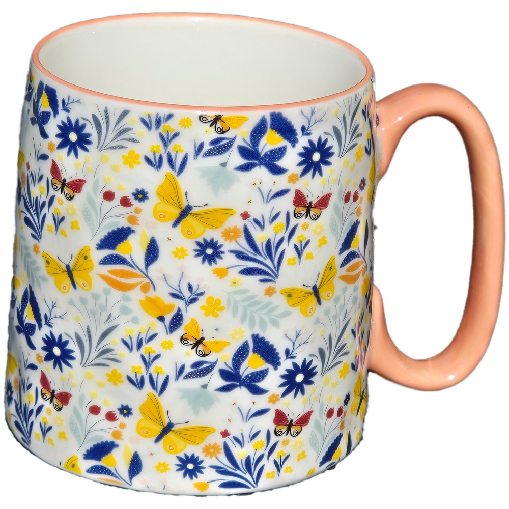 Bella Flora Ceramic Mug by 10 Strawberry Street Butterfly Flowers Cottagecore